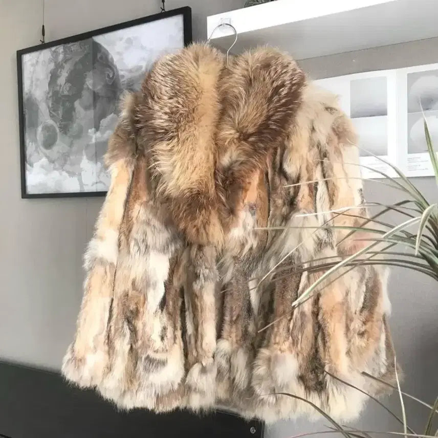 [BUNJANG] Vintage Brown Mix Fox Fur Jacket / 빈티지브라운믹스폭스퍼자켓