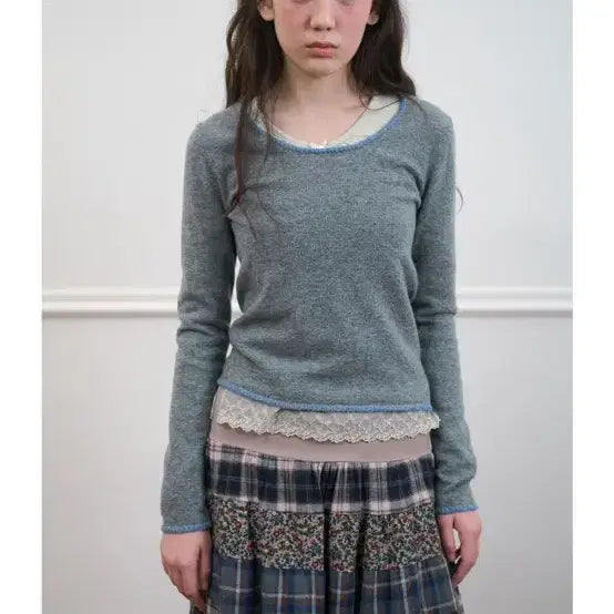 [BUNJANG] No Content Stitch Knit Sweater / 노컨텐츠 스티치 니트 그레이