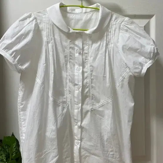[BUNJANG] White Short Sleeve Blouse / 화이트 반팔 블라우스(새옷)