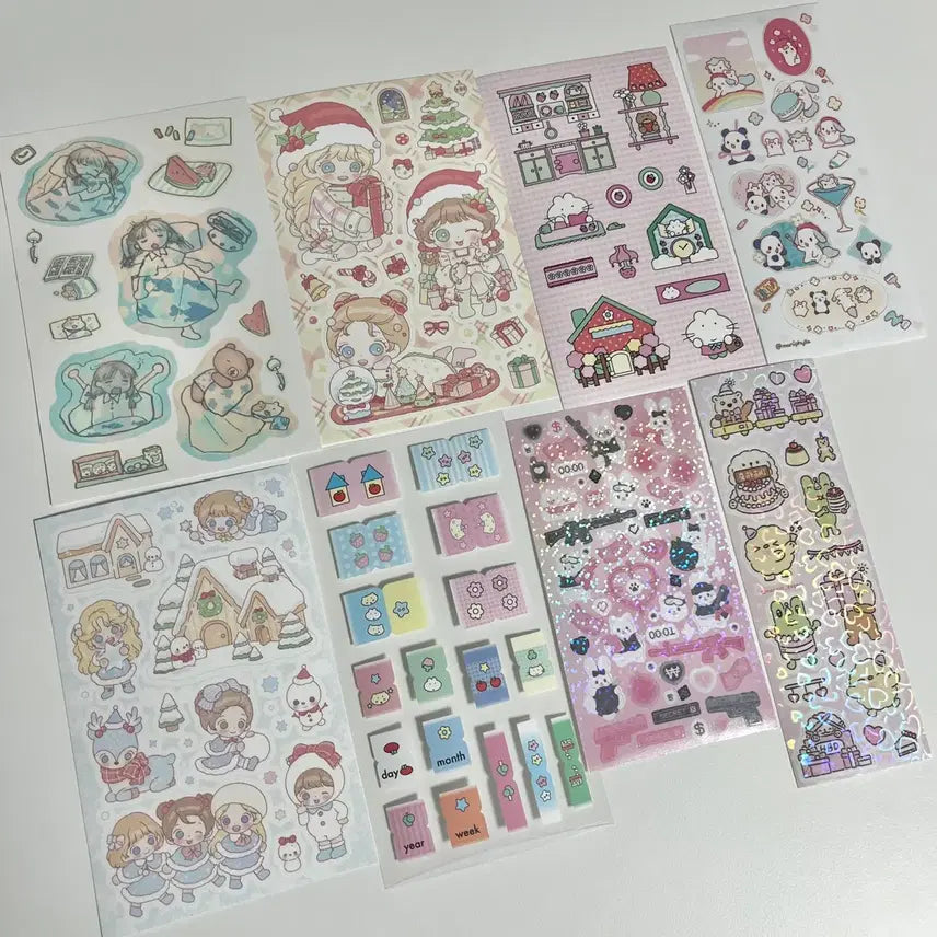 [BUNJANG] Unused Sticker Set / 문구 다꾸 미사용 씰스티커 8장 일괄