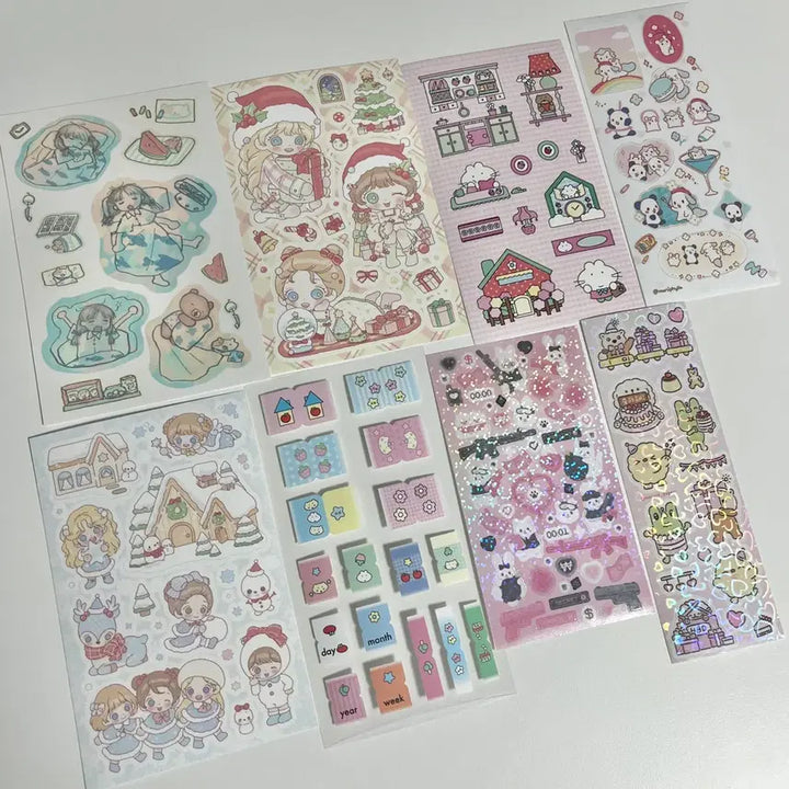 [BUNJANG] Unused Sticker Set / 문구 다꾸 미사용 씰스티커 8장 일괄