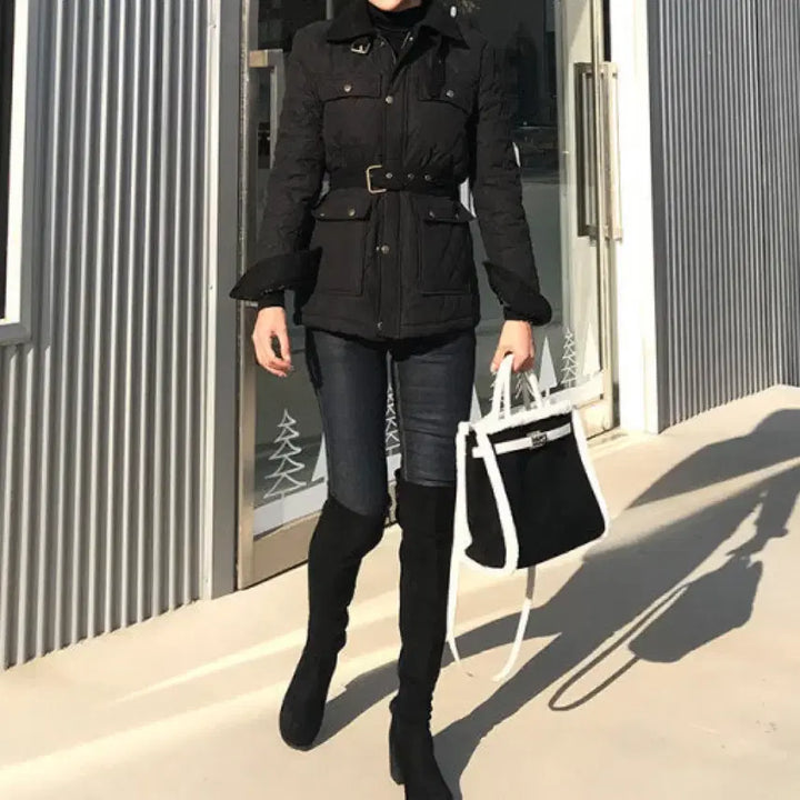 [BUNJANG] LMC Quilted Belt Jacket Black / [택있는 새상품] LMC 퀼팅 벨트 자켓 블랙