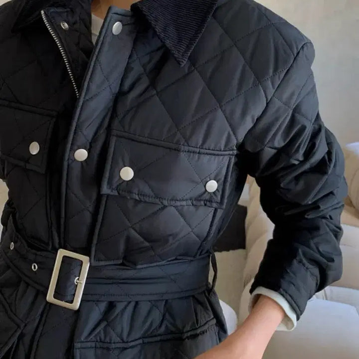[BUNJANG] LMC Quilted Belt Jacket Black / [택있는 새상품] LMC 퀼팅 벨트 자켓 블랙