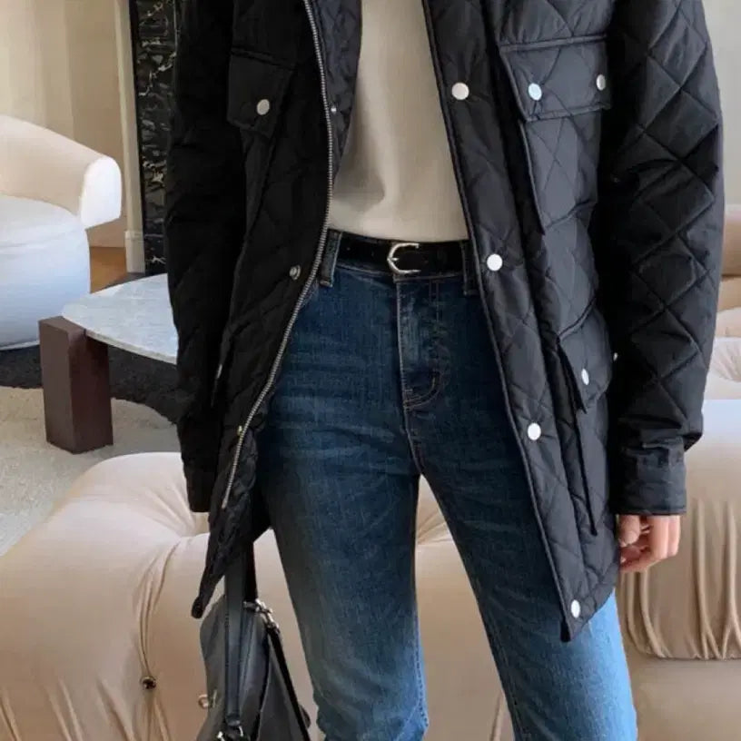 [BUNJANG] LMC Quilted Belt Jacket Black / [택있는 새상품] LMC 퀼팅 벨트 자켓 블랙