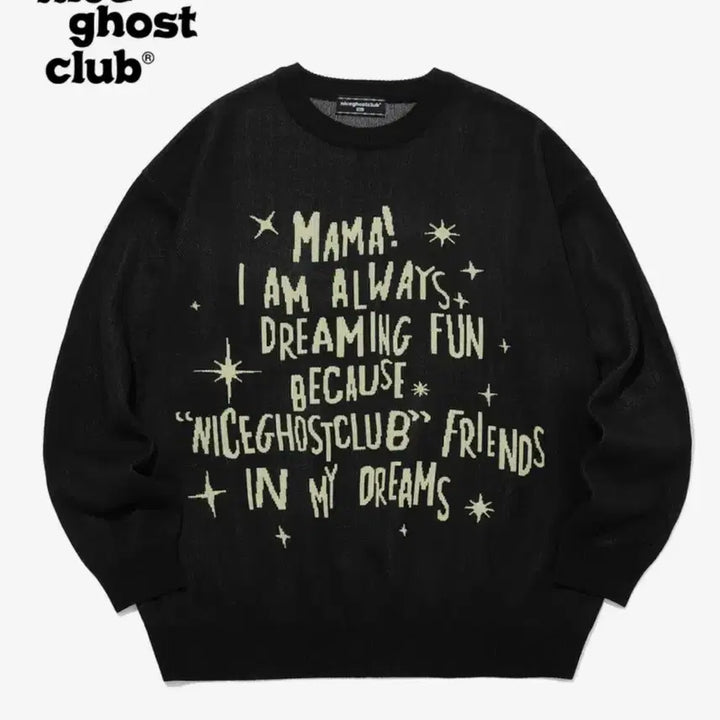 [BUNJANG] Niceghostclub Mama Shine Knit Black L / 나이스고스트클럽 마마 샤인 니트 블랙 L