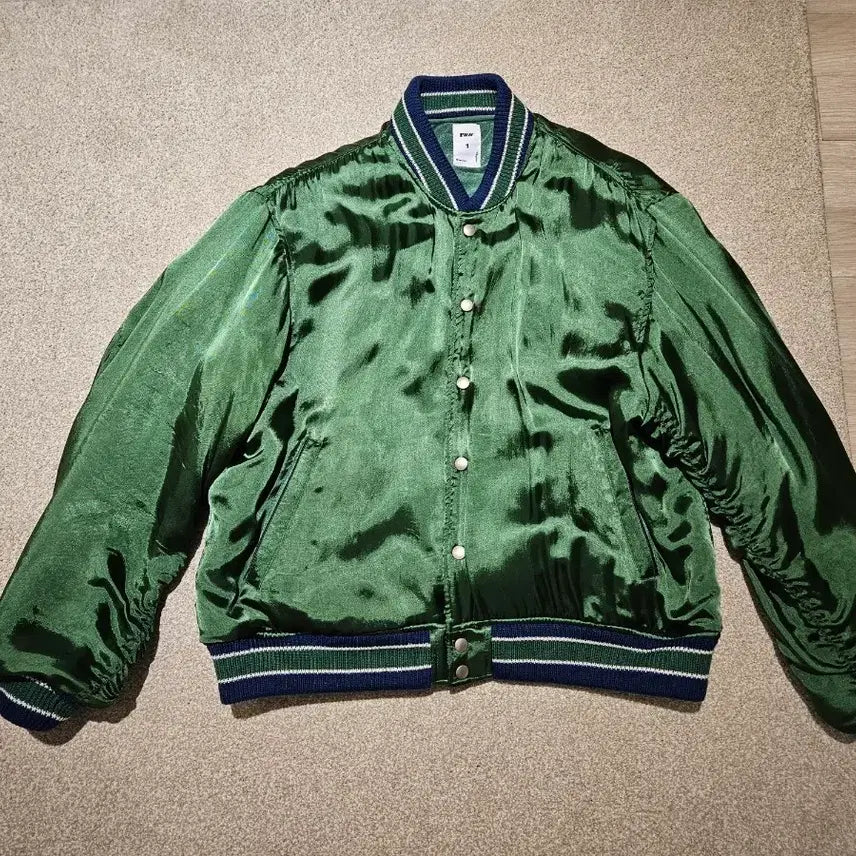 [BUNJANG] Blindfiles Rayon Varsity Jacket (Size 1) / 블라인드파일즈 레이온 바시티 1사이즈
