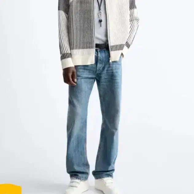 [BUNJANG] Zara Striped Knit Cardigan / 자라 스트라이프 집업 니트 가디건