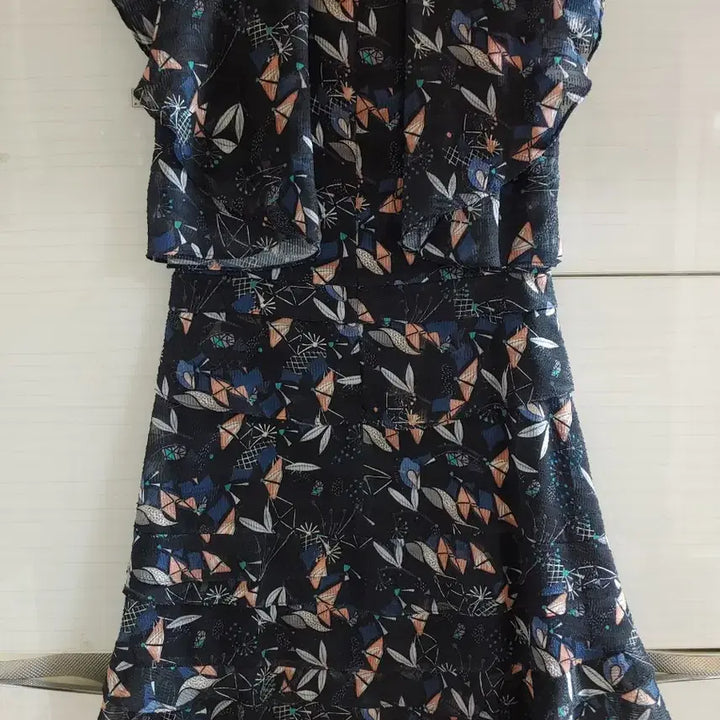 [BUNJANG] SJSJ Floral Pattern Layered Chiffon Dress / SJSJ 플라워 패턴 레이어드 쉬폰 원피스