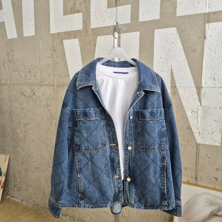 [BUNJANG] SJ WANI Diamond Quilted Denim Jacket / SJ와니 다이아 퀄팅 데님자켓