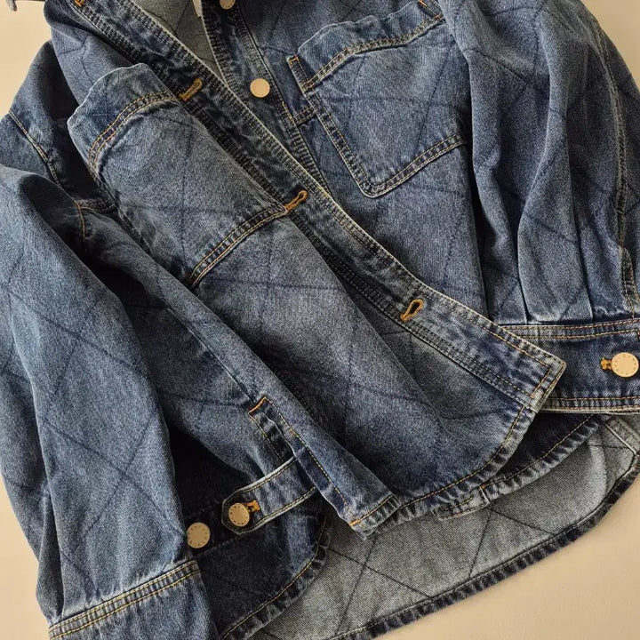 [BUNJANG] SJ WANI Diamond Quilted Denim Jacket / SJ와니 다이아 퀄팅 데님자켓