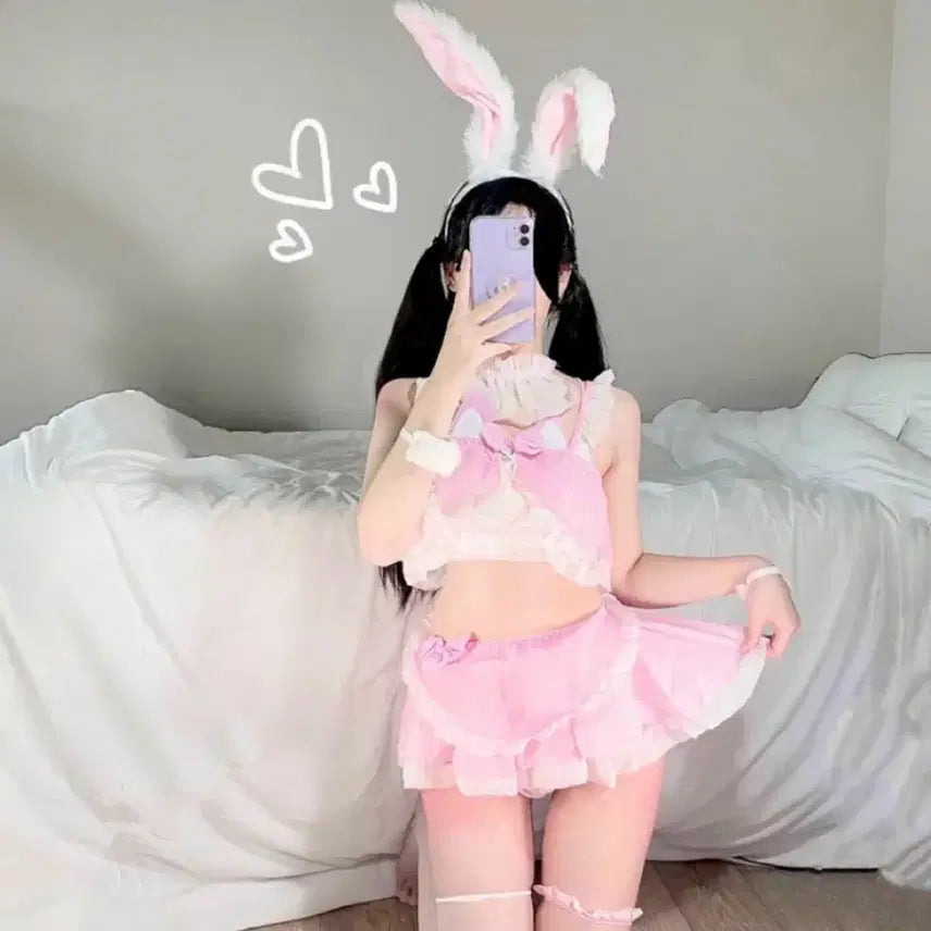 [BUNJANG] Pink Cat Maid Cosplay Costume Set / 핑크 고양이 메이드복 코스프레 의상 세트 이벤트 섹시코스튬 양산형 지뢰계