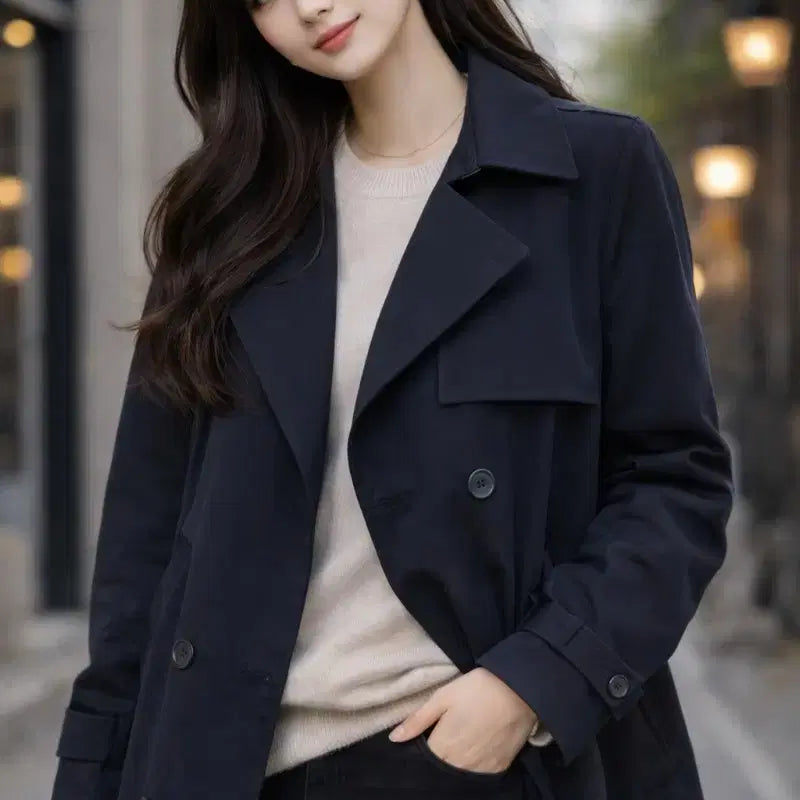 [BUNJANG] 66~77 Navy Double Trench Coat / 66~77 MUST BE 네이비 더블 트렌치코트