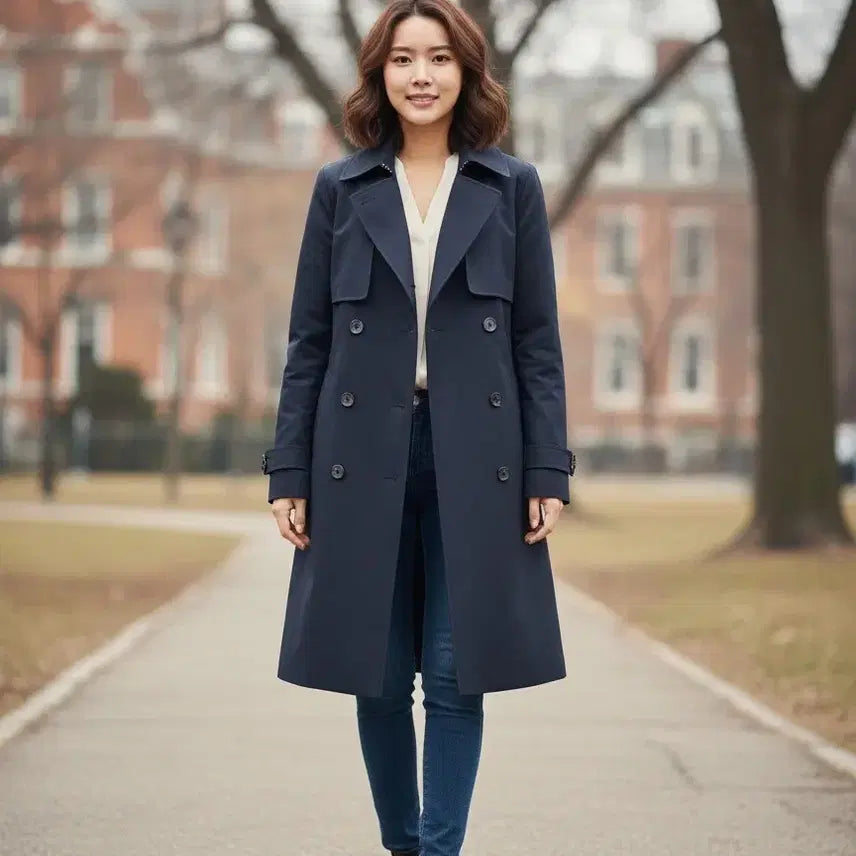 [BUNJANG] 66~77 Navy Double Trench Coat / 66~77 MUST BE 네이비 더블 트렌치코트