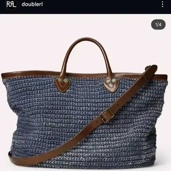 [SOLD OUT] Rrl 더블알엘 레더 트림 핸드 우븐 인디고 토트