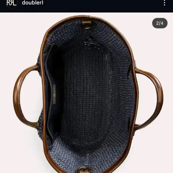 [SOLD OUT] Rrl 더블알엘 레더 트림 핸드 우븐 인디고 토트