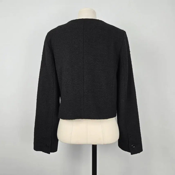[BUNJANG] Mielle Black Tweed Crop Jacket / 0162.미엘르 블랙 트위드 노카라 크롭 자켓