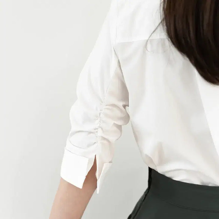 [BUNJANG] Oddline Shirring Sleeve Blouse S / [새상품] 오드라인 셔링 슬리브 밴딩 블라우스 S