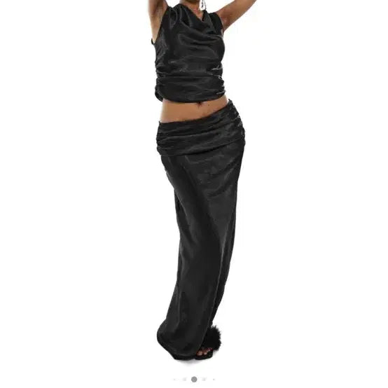 [BUNJANG] 222 SKIRT 006 Satin Skirt Black / 이투둘 222 SKIRT 006 새틴 스커트 블랙