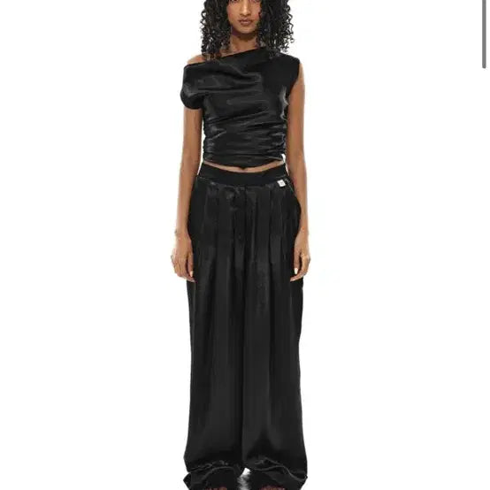 [BUNJANG] 222 PANTS 014 Satin Slacks Black / 이투둘 222 PANTS 014 새틴 슬랙스 블랙