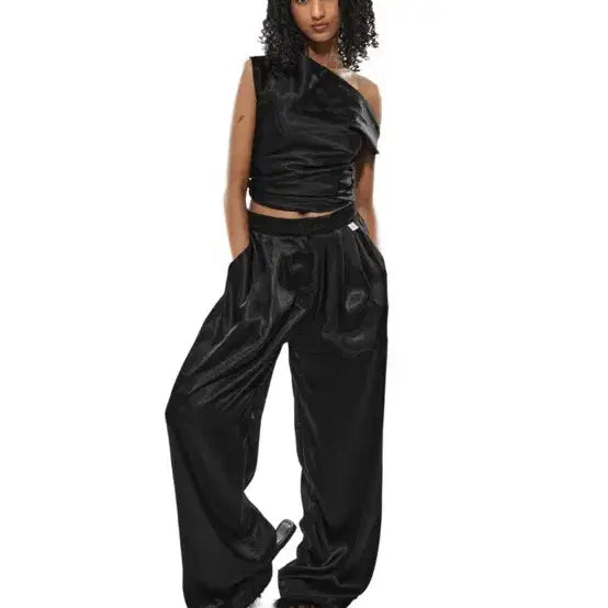 [BUNJANG] 222 PANTS 014 Satin Slacks Black / 이투둘 222 PANTS 014 새틴 슬랙스 블랙