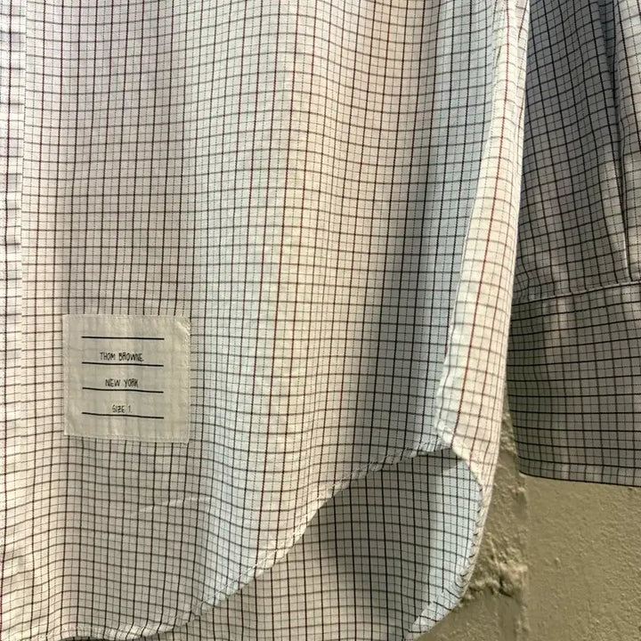 [BUNJANG] Thom Browne Check Button-Down Shirt White (S) / 톰 브라운 체크 버튼다운 셔츠 화이트 1(S)