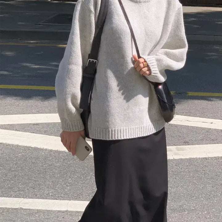 [BUNJANG] Onz Wide Pullover Knit Ivory / 온스 와이드 풀오버 니트 아이보리