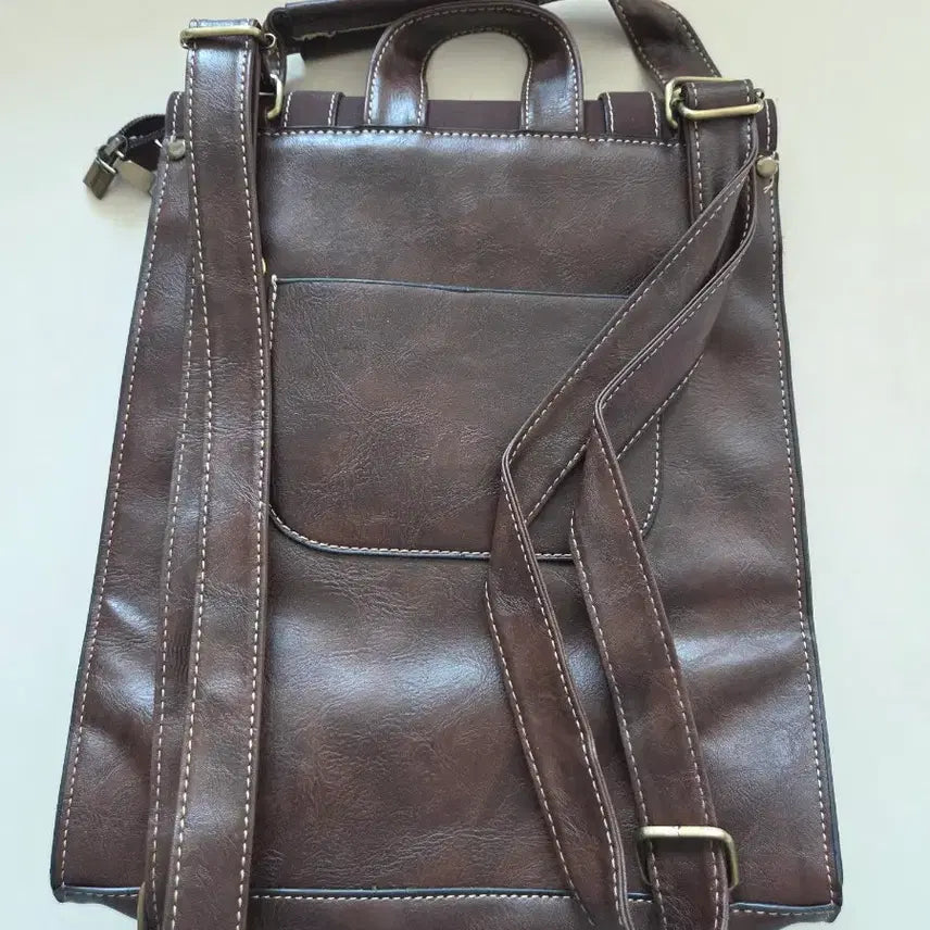 [BUNJANG] Vintage Style Brown Leather Backpack / 브라운 레더 백팩 가방 빈티지 스타일