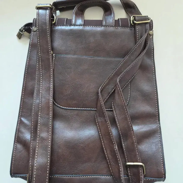 [BUNJANG] Vintage Style Brown Leather Backpack / 브라운 레더 백팩 가방 빈티지 스타일