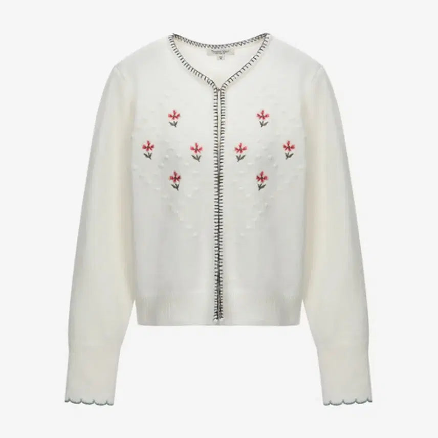 [BUNJANG] Thursday Island Pom-pom Embroidered Cardigan / 써스데이아일랜드 폼폼이 자수 가디건