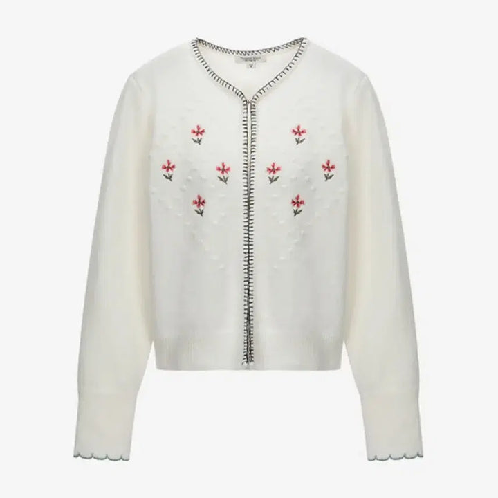 [BUNJANG] Thursday Island Pom-pom Embroidered Cardigan / 써스데이아일랜드 폼폼이 자수 가디건