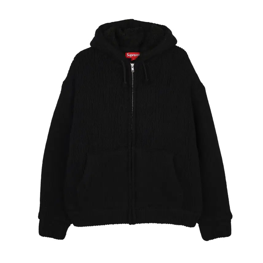 [SOLD OUT] [M] 슈프림 포우 셰어링 라인드 집업 후드 스웨터 블랙 - 25FW