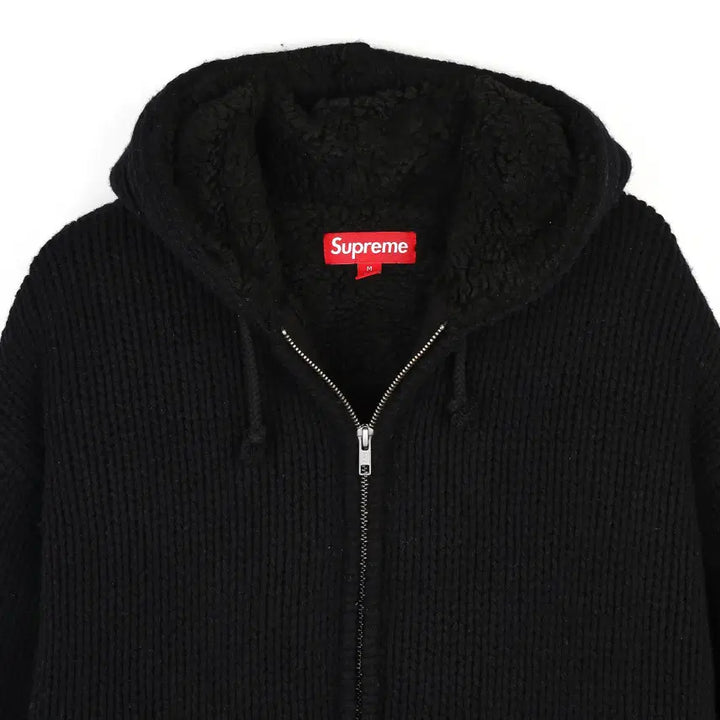 [SOLD OUT] [M] 슈프림 포우 셰어링 라인드 집업 후드 스웨터 블랙 - 25FW