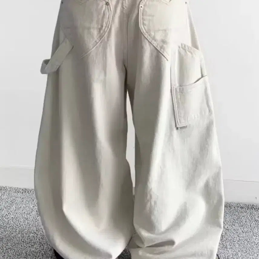 [BUNJANG] Heart Pocket Wide Denim Pants / 하트 포켓 와이드 데님 팬츠 / 데일리 캐주얼 러블리 빈티지 y2k