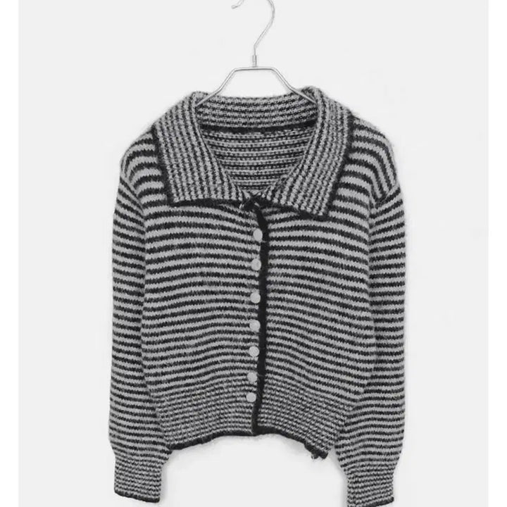 [BUNJANG] Striped Knit Cardigan / 단가라 스트라이프 니트 가디건