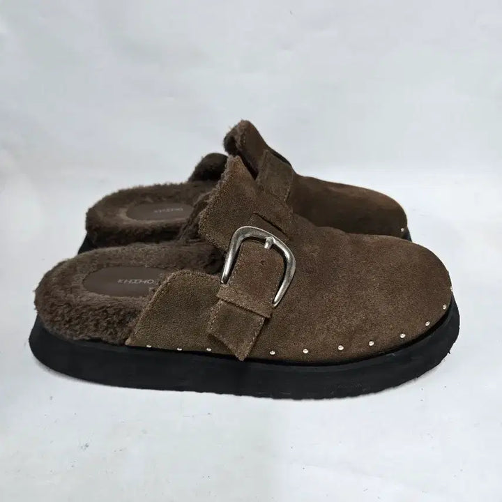 [BUNJANG] KHIZHO Brown Suede Buckle Clogs 235mm / KHIZHO 기호 브라운 스웨이드 버클 클로그 235mm