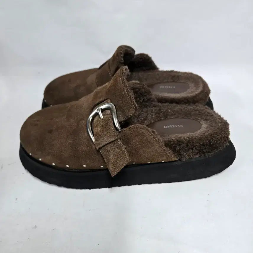 [BUNJANG] KHIZHO Brown Suede Buckle Clogs 235mm / KHIZHO 기호 브라운 스웨이드 버클 클로그 235mm