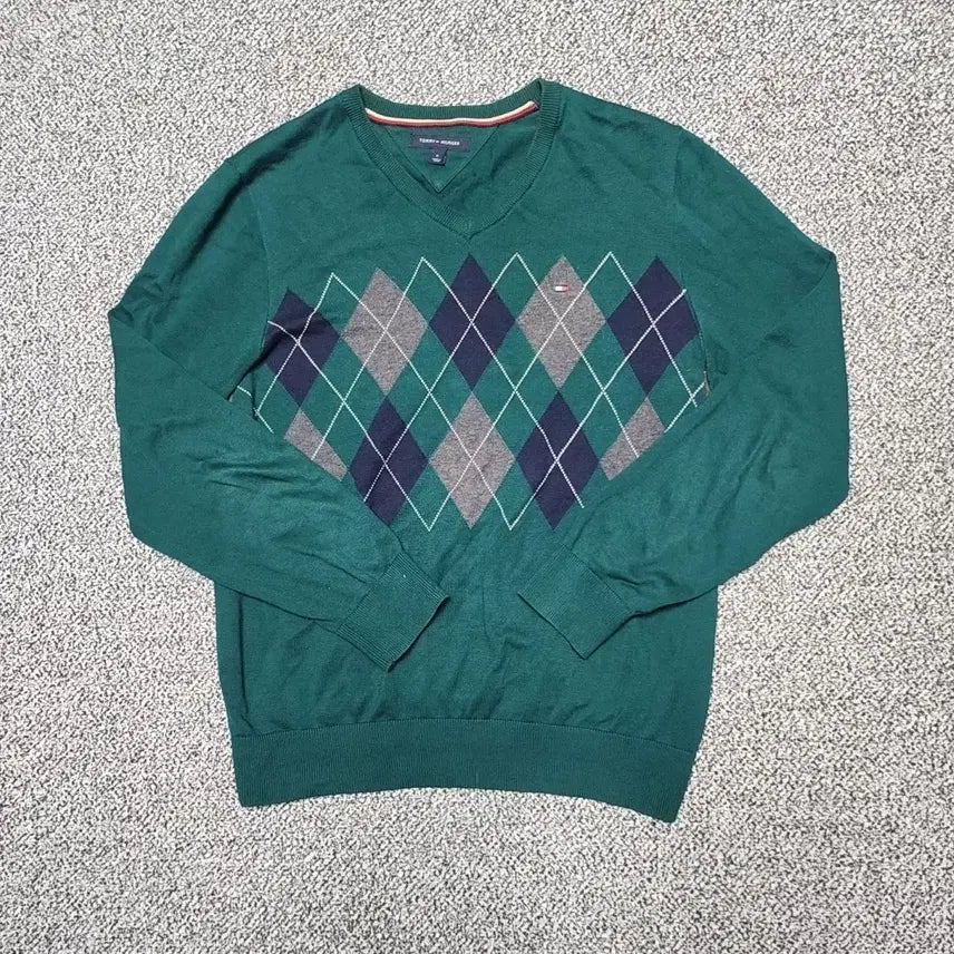 [BUNJANG] Tommy Hilfiger Argyle Check Knit Sweater / [M] 타미힐피거 아가일체크 니트 (2837)