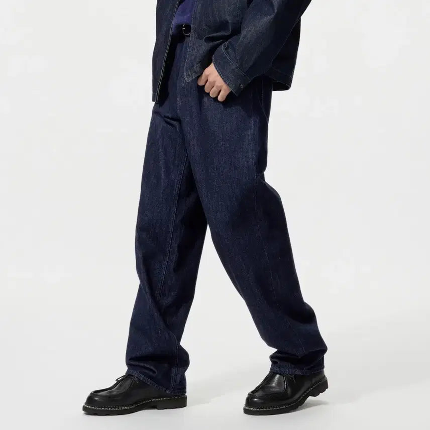 [BUNJANG] Uniqlo Wide Straight Jeans (Long) 68 Blue Size 34 / 유니클로 와이드 스트레이트 청바지 롱기장 479323 68블루 사이즈34