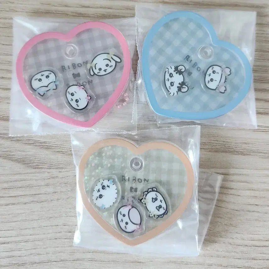 [BUNJANG] Chiikawa Shaka Shaka Charm Keyring Heart Bundle Set / 치이카와 샤카샤카 참 키링 하트 3종