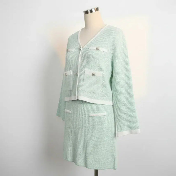 [BUNJANG] Mint Tweed Two-Piece Set / 여성F/ 수입 민트 트위드 상하세트