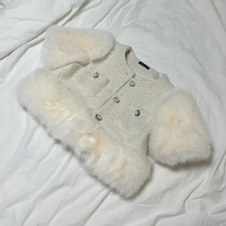 [BUNJANG] Fake Fur Jacket / 반팔 페이크퍼 자켓