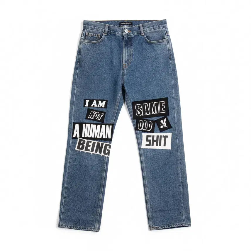 [BUNJANG] I'm Not Human Being Lettering Denim Pants / 남성34/ 아임낫휴먼비잉 레터링 데님팬츠