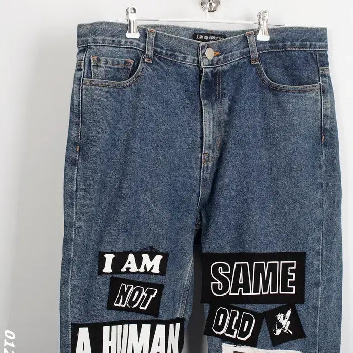 [BUNJANG] I'm Not Human Being Lettering Denim Pants / 남성34/ 아임낫휴먼비잉 레터링 데님팬츠