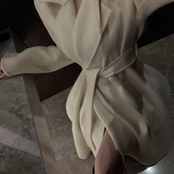 [BUNJANG] Flare A-Line Asymmetrical Long Coat / 플레어 A라인 언발 롱코트(로제드유/수입의류)