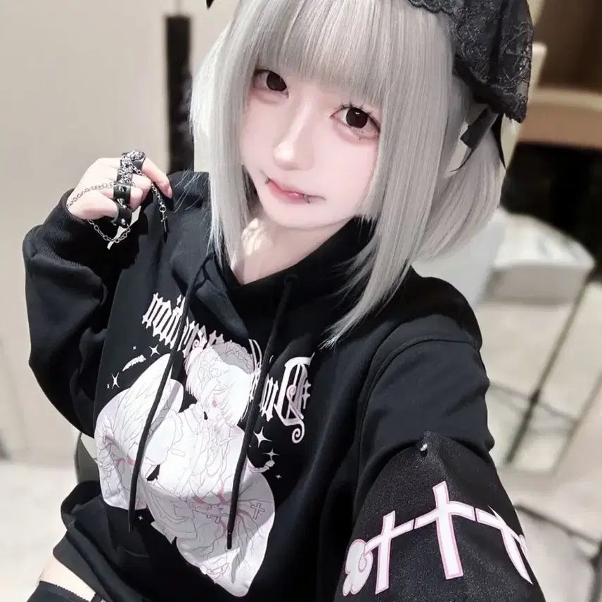 [BUNJANG] Subculture Style Made Print Hoodie / 지뢰계 서브컬처 스타일 메이드 프린트 후드티(2컬러)