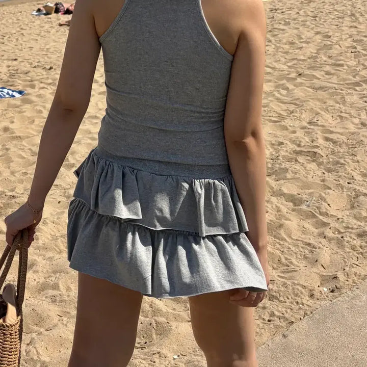 [BUNJANG] Dearstalker DU Inner Pants Mini Skirt Gray / 디어스토커 듀 이너 팬츠 미니 스커트 그레이