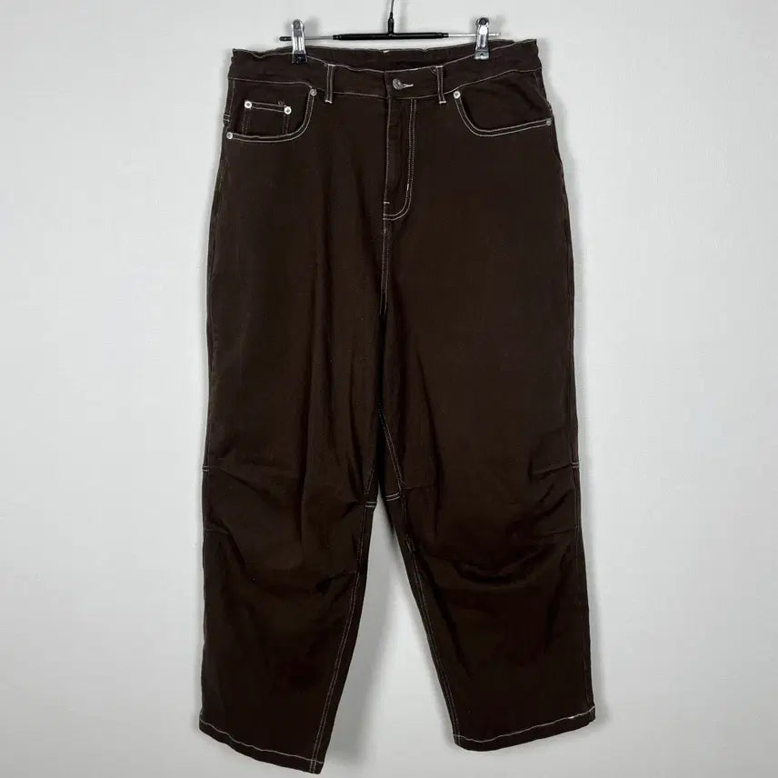 [BUNJANG] SOME Oversized Brown Elastic Waistband Pants / SOME/오버핏 밴딩 스판 브라운 바지 남L XL/라덴