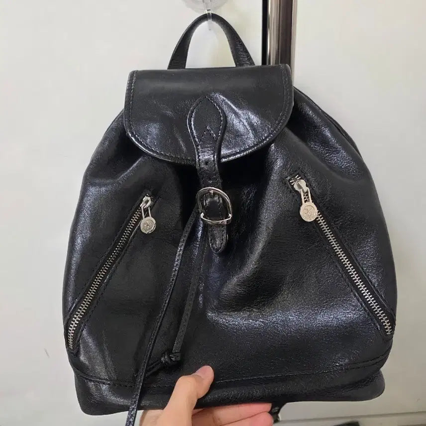 [BUNJANG] Italian Leather Backpack / 가죽 블랙 백팩 이태리 고급천연가죽 가벼움