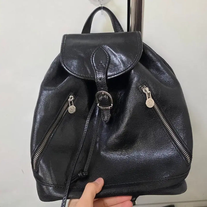 [BUNJANG] Italian Leather Backpack / 가죽 블랙 백팩 이태리 고급천연가죽 가벼움