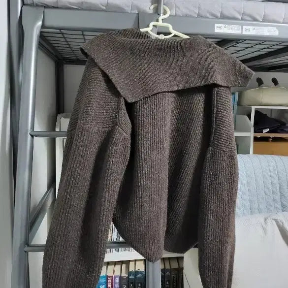 [BUNJANG] 브라운 빅카라 니트 가디건 / 브라운 빅카라 니트 가디건